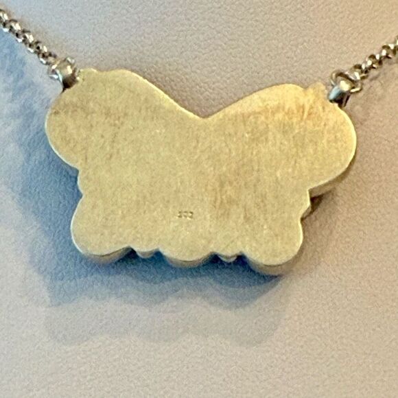 Stunning Turquoise & Labradorite Butterfly Pendant Necklace Sterling Silver New - Picture 4 of 5